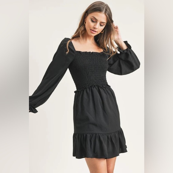 Black Smocked Dress - Never Worn - Picture 3 of 4